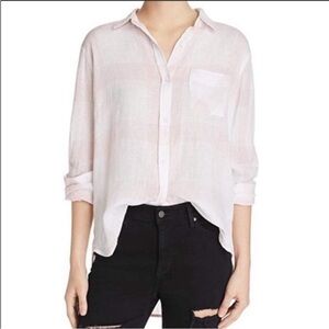 Rails charli white blush long sleeve shirt linen blend small N3